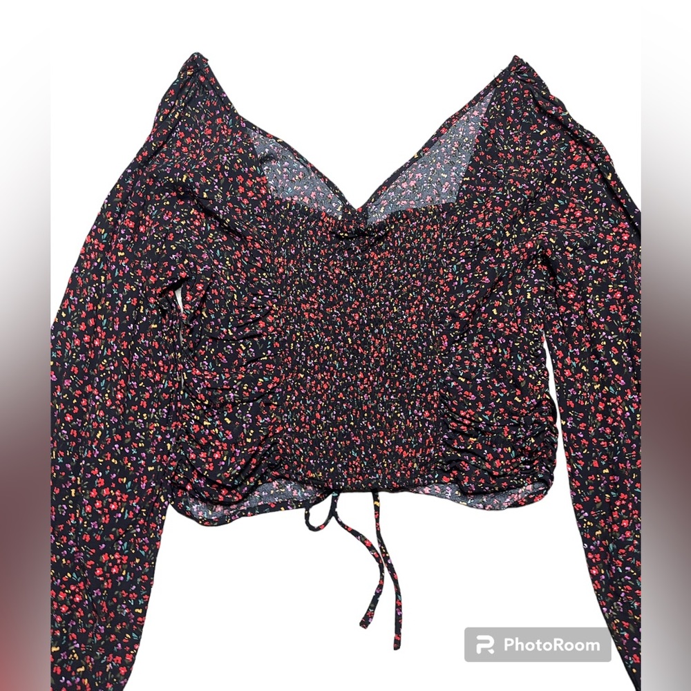 H&M Floral Drawstring Front Blouse - Picture 5 of 6